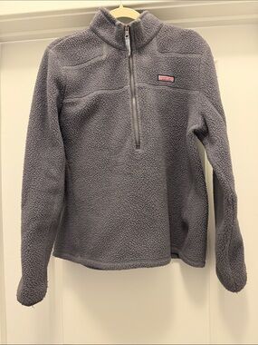 Vineyard Vines Charcoal Gray Sherpa 1/4 Zip Pullover